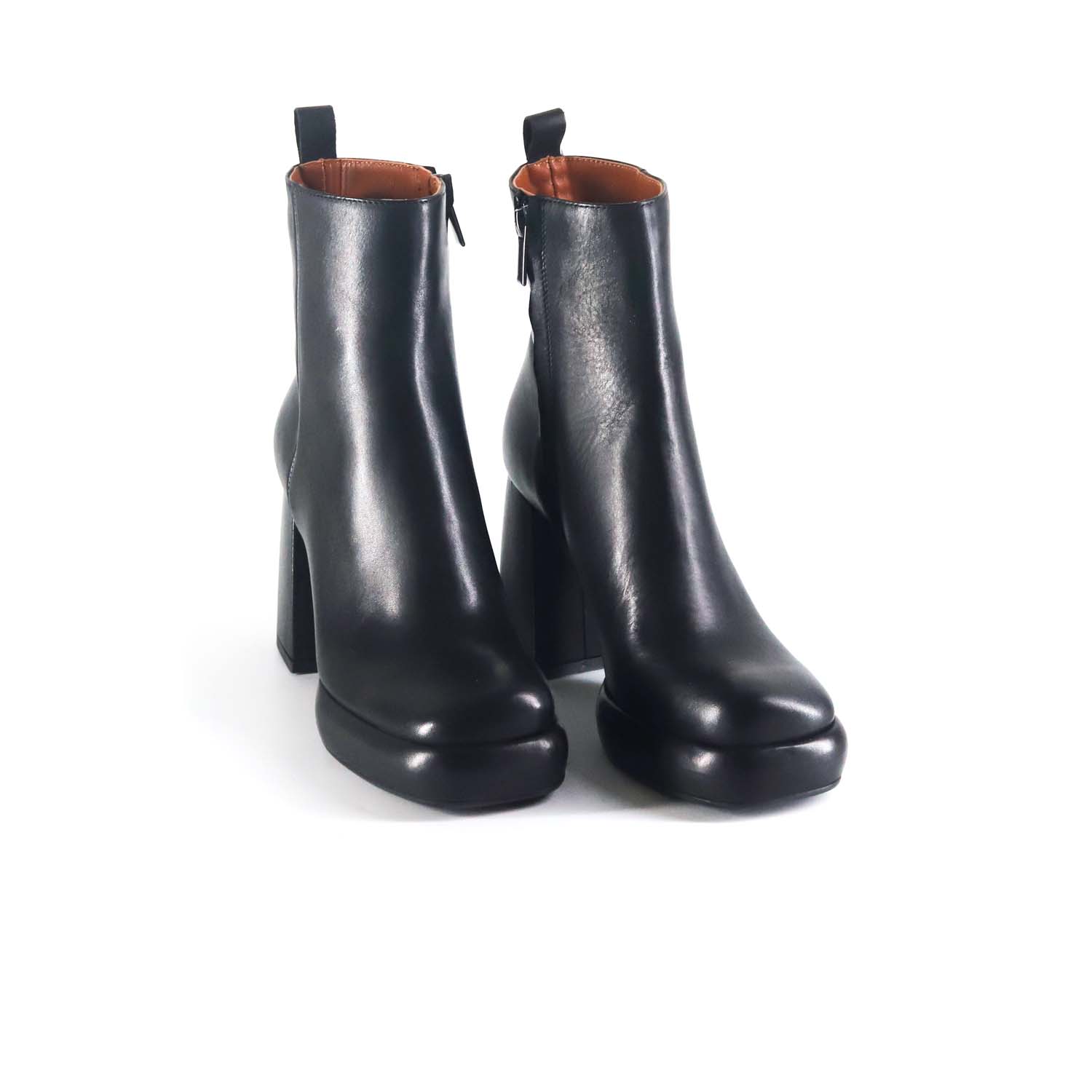 Club Style Stivaletto Tacco Largo Punta Quadra Nero